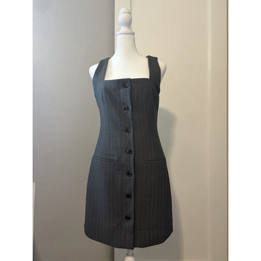Abercrombie & Fitch Suit Dress Gray Pinstripe Sleeveless XS Academia Tailored